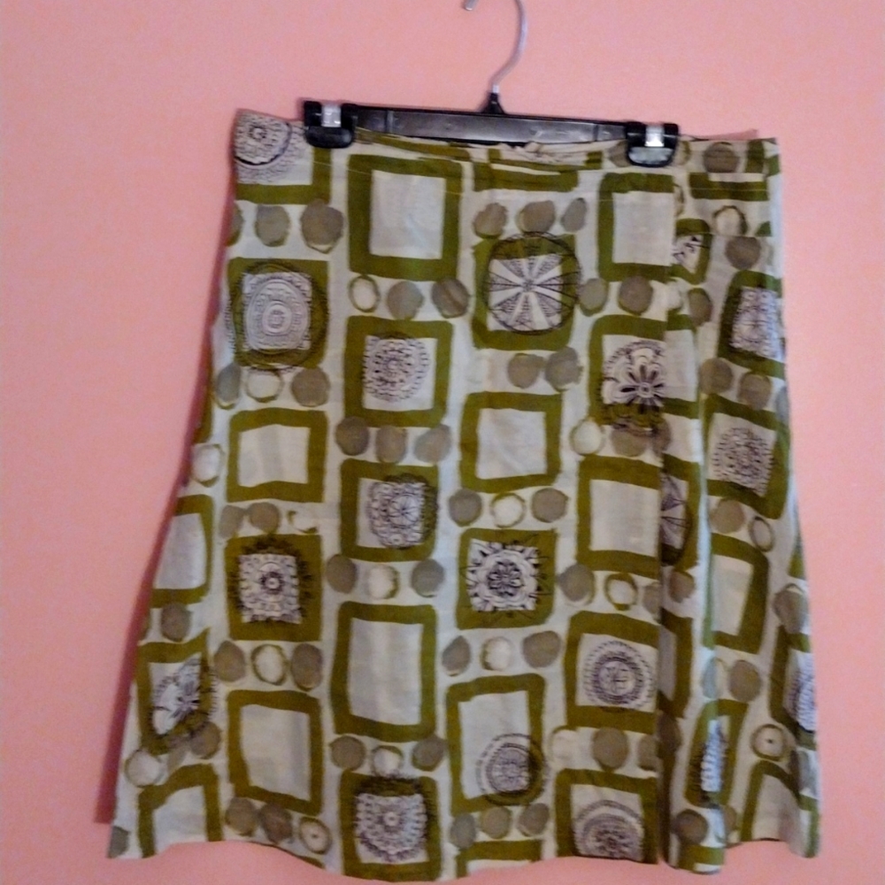 Green and cream skirt